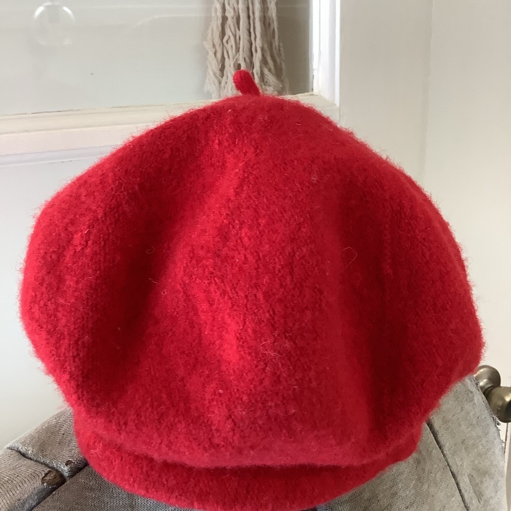Vintage Red Very Soft French Style  Beret Hat